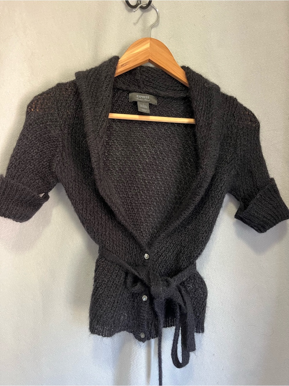 Express Mohair Cozy Wool Blend Wrap Cardigan Black Sweater